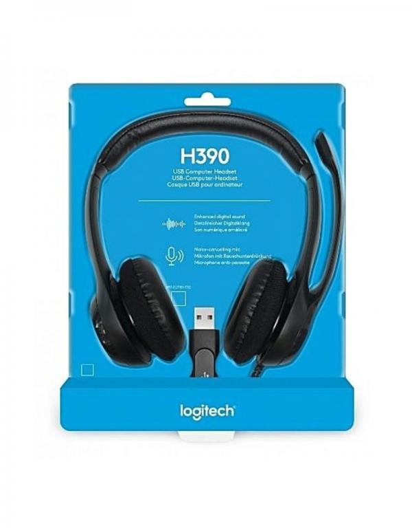 Headset Logitech H390 USB con Cancelación de Ruido Negro