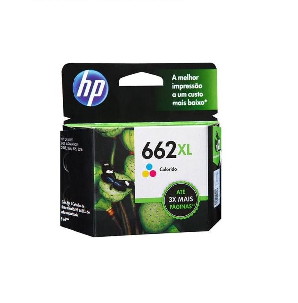 Cartucho de Tinta HP 662XL Tricolor Original Alto Rendimiento